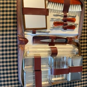 Brown Leather Grooming Kit with Comb